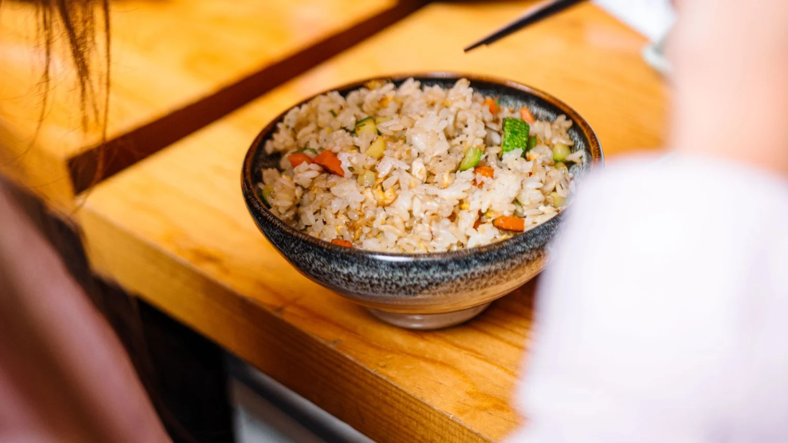 Bowl of rice with mixed vegetables